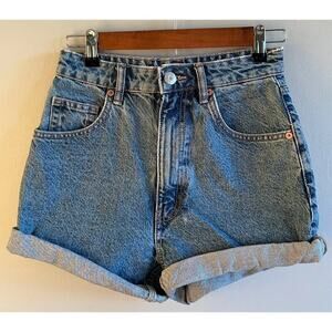 Zara High Rise Denim Shorts Blue Rolled Hem 100% Cotton Casual Summer Size 4